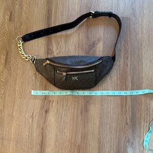 Michael Kors Dark Brown Belt Bag with Gold Chain